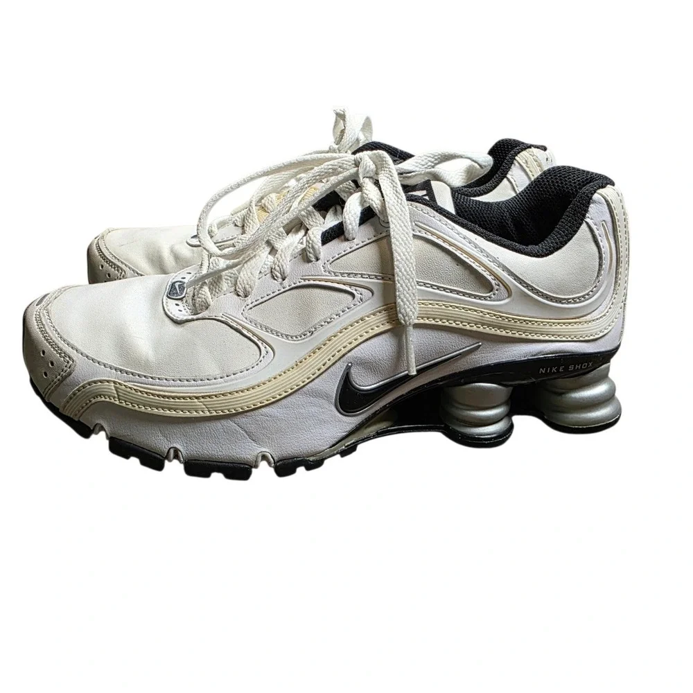 Nike Shox Mens 6.5 White Black‎ Silver Running Shoes 375423-101 2009 Vintage